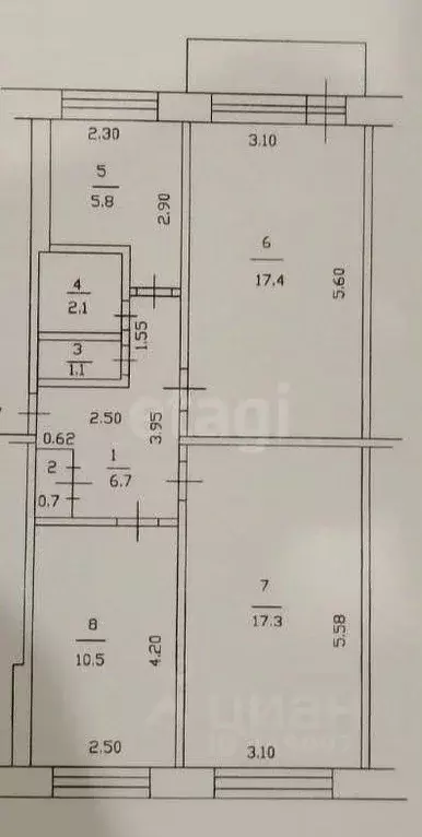 3-к кв. Смоленская область, Смоленск Автозаводская ул., 21Б (61.6 м) - Фото 2