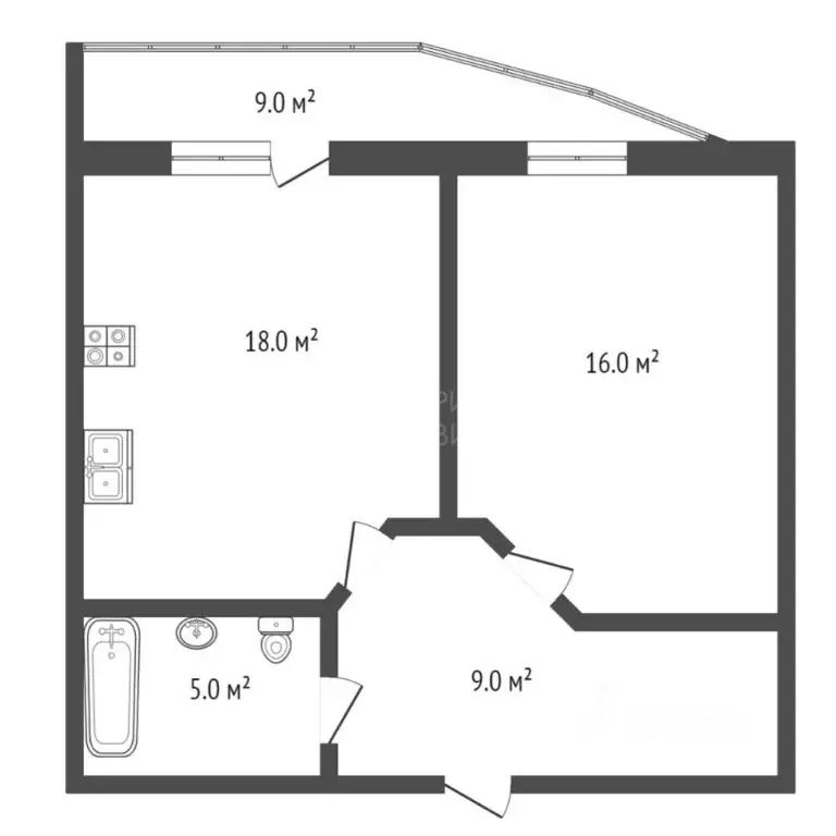 1-к кв. Тюменская область, Тюмень ул. Федюнинского, 64к1 (48.7 м) - Фото 2