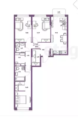Продаётся 3-к квартира, 92.07 м - Фото 0