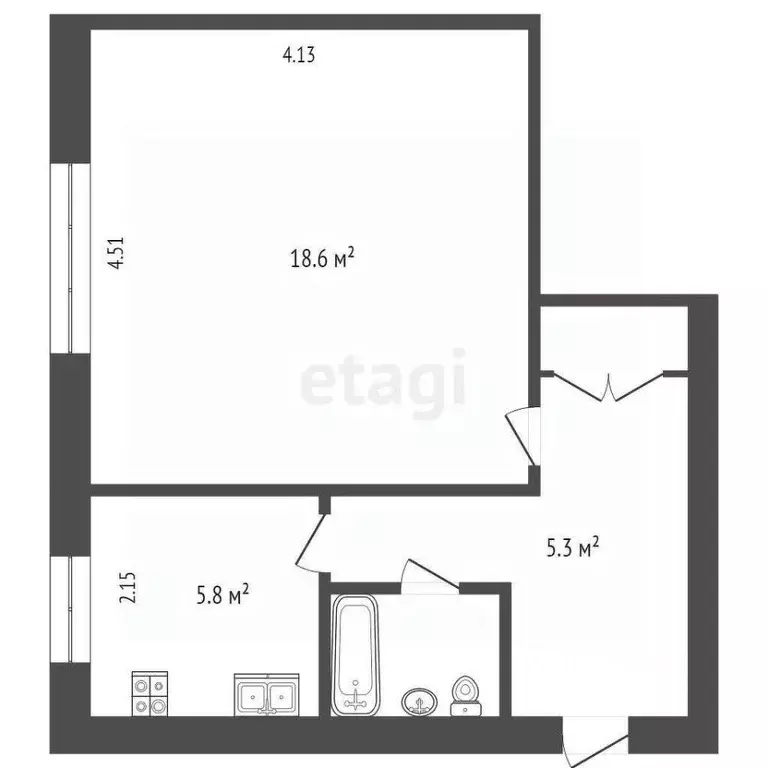 1-к кв. вологодская область, вологда кирпичная ул, 5 (32.7 м) - Фото 1