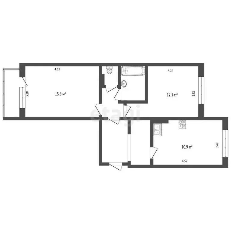 2-комнатная квартира: Верхняя Салда, улица Устинова, 29 (53 м) - Фото 0