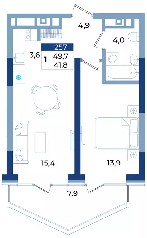 1-комнатная квартира: Алушта, Октябрьская улица, 10 (49.7 м) - Фото 1