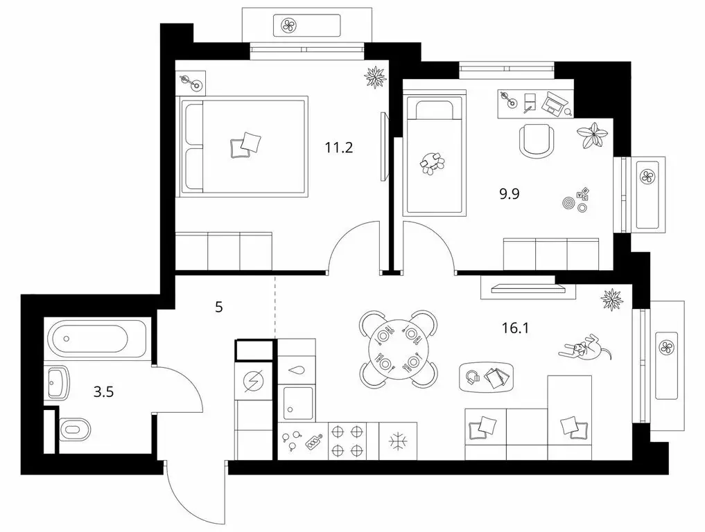 2-комнатная квартира: Мытищи, 16-й микрорайон (45.7 м) - Фото 1