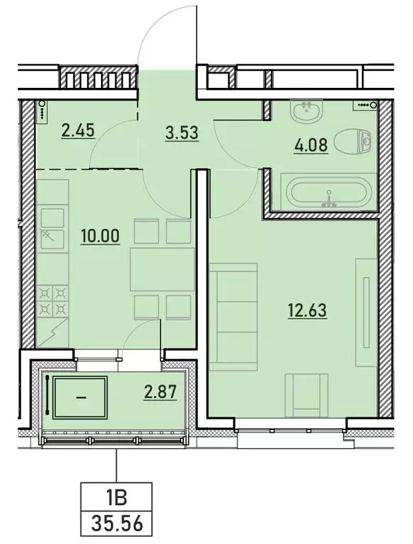 1-комнатная квартира: Иркутск, улица Сибирских Партизан (35.56 м) - Фото 1