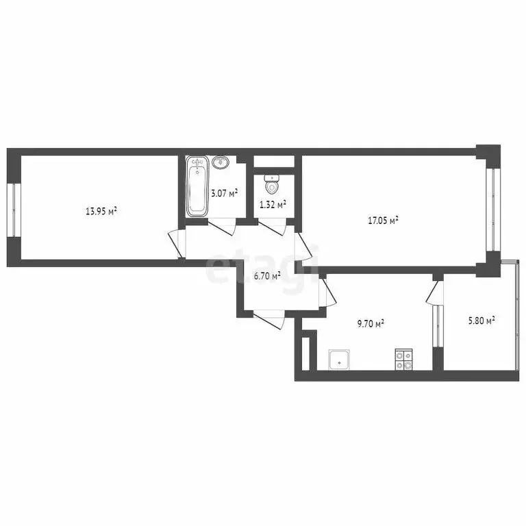 2-комнатная квартира: Евпатория, проспект Победы, 85А (52 м) - Фото 1