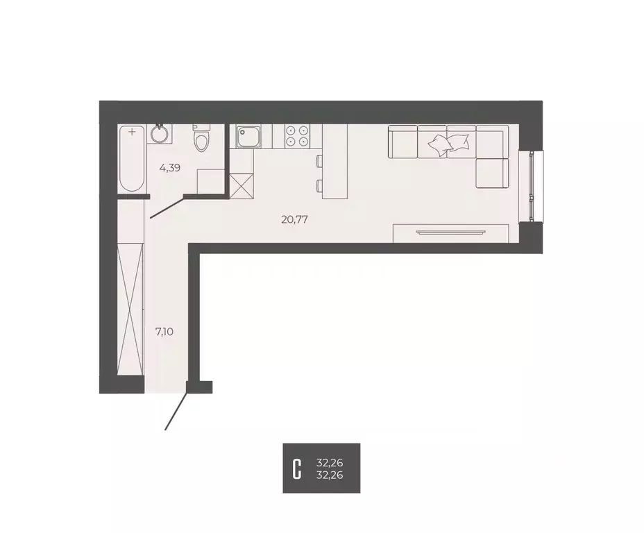 Студия Пензенская область, Пенза ул. Тепличная, 55 (32.26 м) - Фото 1