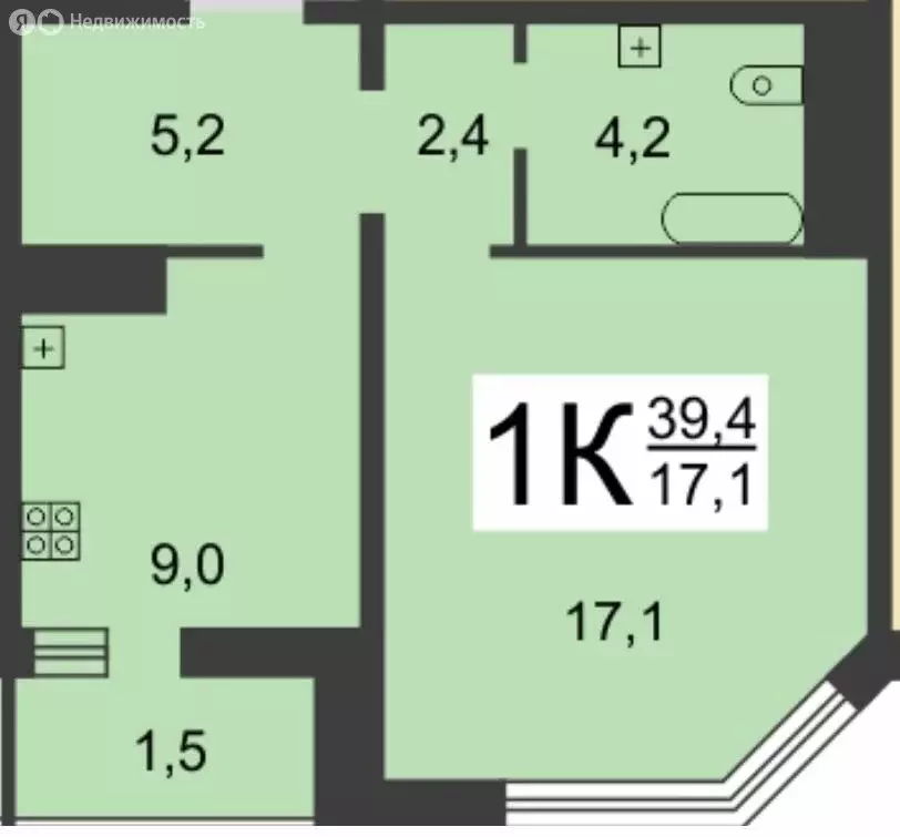 1-комнатная квартира: Нижний Новгород, Украинская улица, 48 (39.4 м) - Фото 0