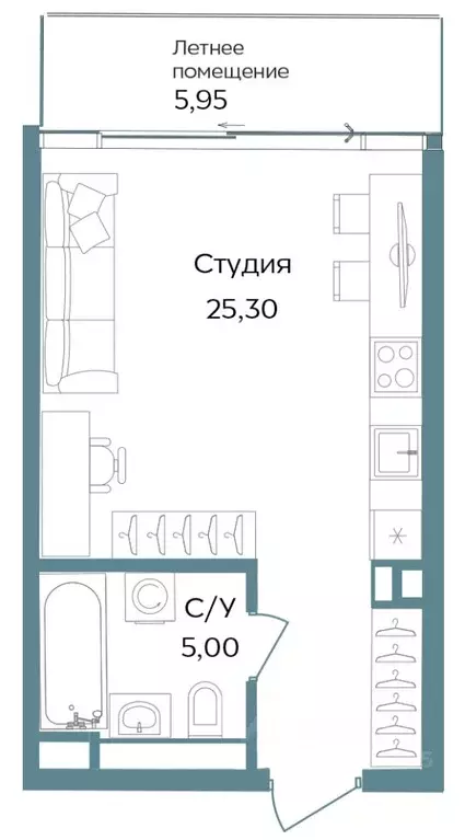 Студия Крым, Саки ул. Морская (36.25 м) - Фото 0