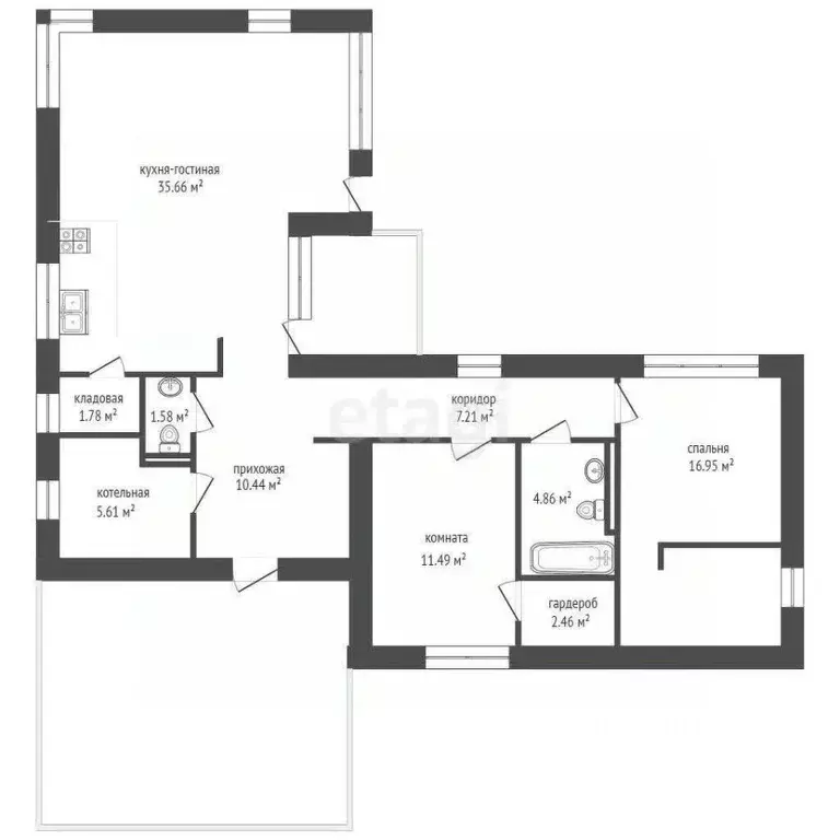 Дом в Тюменская область, Тюменский муниципальный округ, д. Малиновка, ... - Фото 1