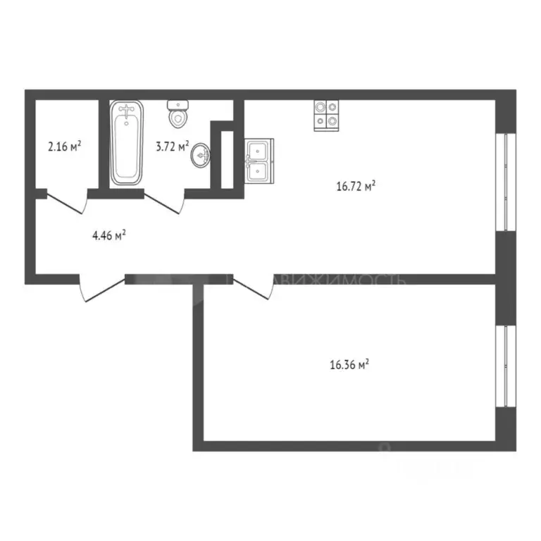 1-к кв. Тюменская область, Тюмень ул. Анатолия Клиндюка, 4к2 (42.5 м) - Фото 2