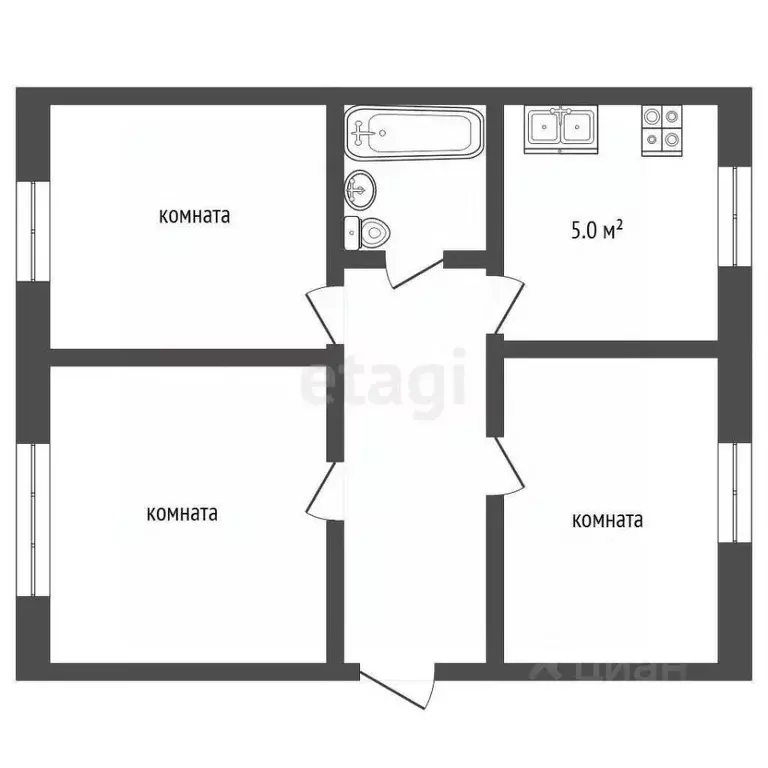 3-к кв. Ростовская область, Батайск ул. Ленина, 199 (52.8 м) - Фото 1