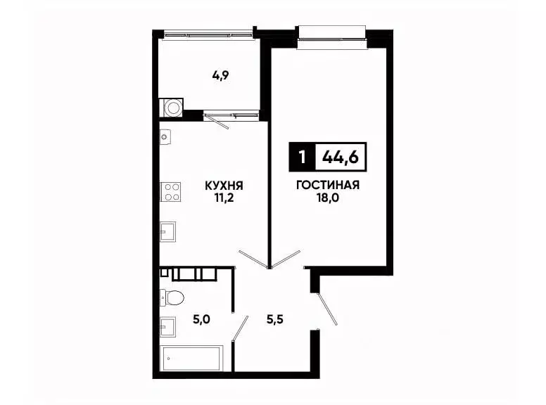 1-к кв. Ставропольский край, Ставрополь ул. Андрея Голуба, 14к2 (44.6 ... - Фото 0