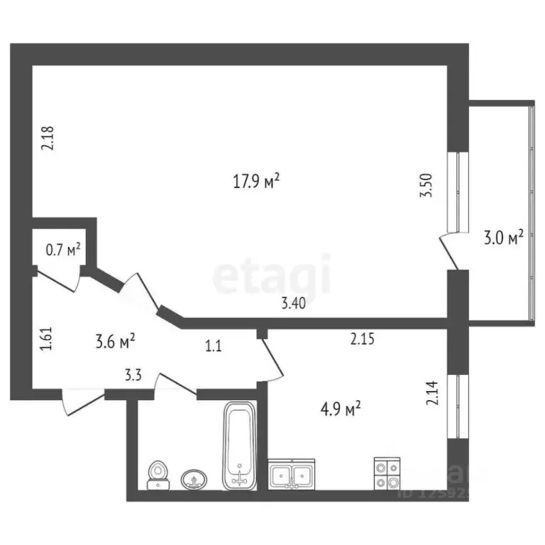 1-к кв. Крым, Симферопольский район, Молодежное пгт ул. Крымская (22.5 ... - Фото 2