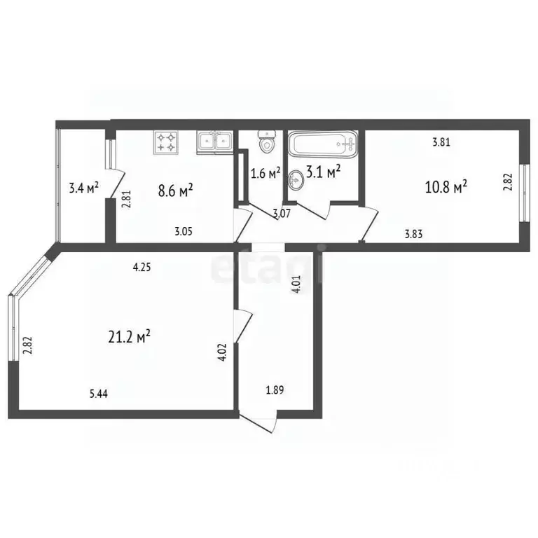 2-к кв. Санкт-Петербург просп. Королева, 66к1 (57.6 м) - Фото 2