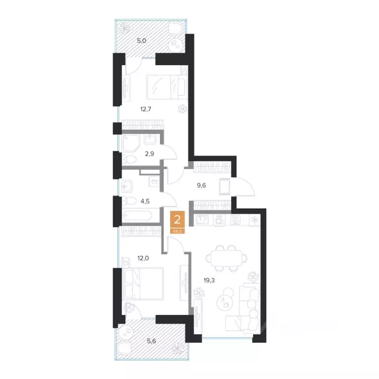 2-к кв. Курская область, Курск Парковый квартал Чувства жилой комплекс ... - Фото 1