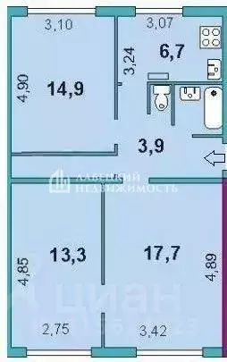 3-к кв. Самарская область, Кинель ул. Маяковского, 92 (59.0 м) - Фото 2