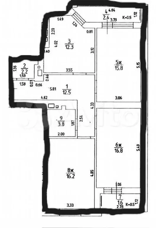 3-к. квартира, 82 м, 8/9 эт. - Фото 0