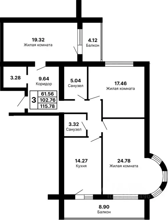 3-к кв. Самарская область, Самара ул. Максима Горького, 58Б (115.78 м) - Фото 1