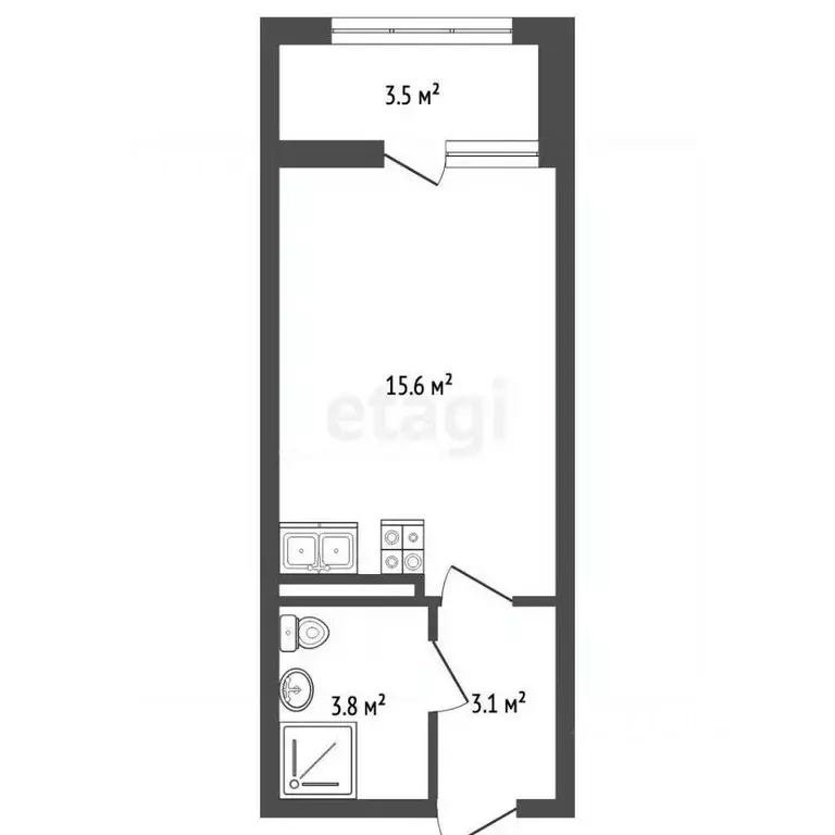Студия Краснодарский край, Анапа Парковая ул., 61к2 (26.0 м) - Фото 1