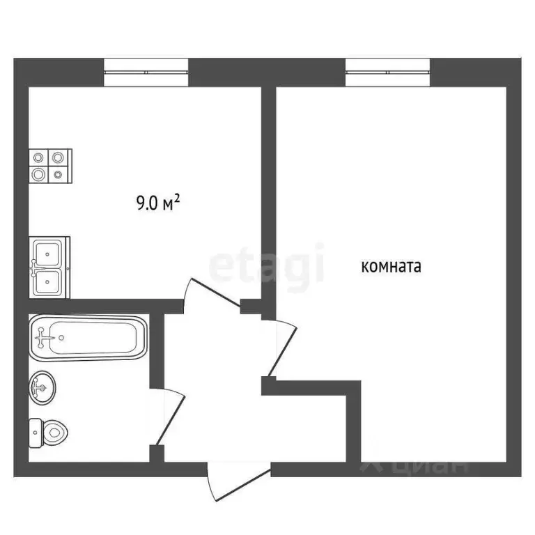 1-к кв. Ростовская область, Ростов-на-Дону ул. Еременко, 103 (36.0 м) - Фото 2