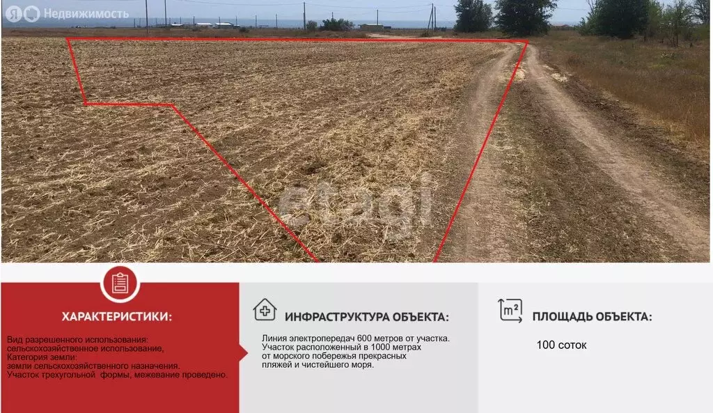Участок в Черноморский район, село Окунёвка (100.19 м) - Фото 0