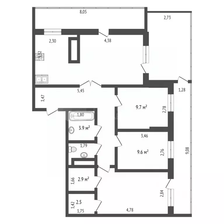 3-к кв. Тюменская область, Тюмень ул. Газовиков, 73 (80.07 м) - Фото 2