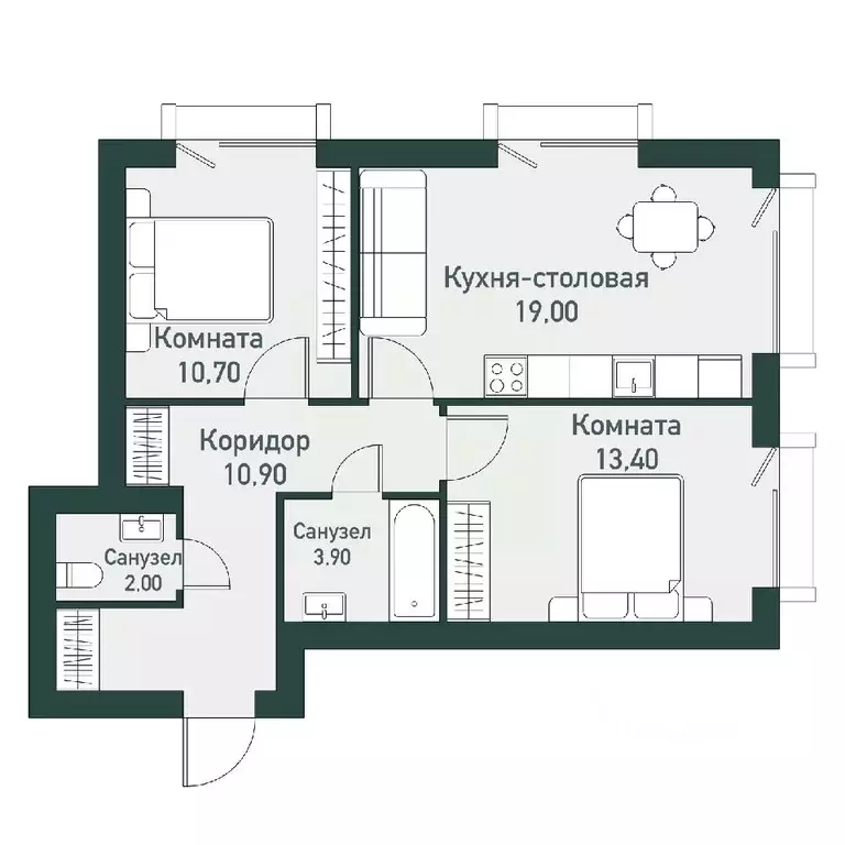 2-к кв. Челябинская область, Челябинский городской округ, пос. ... - Фото 1