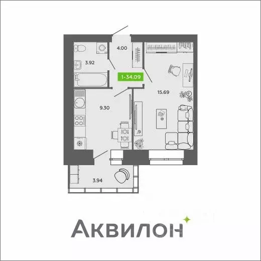 1-к кв. Архангельская область, Архангельск ул. Урицкого (34.09 м) - Фото 0