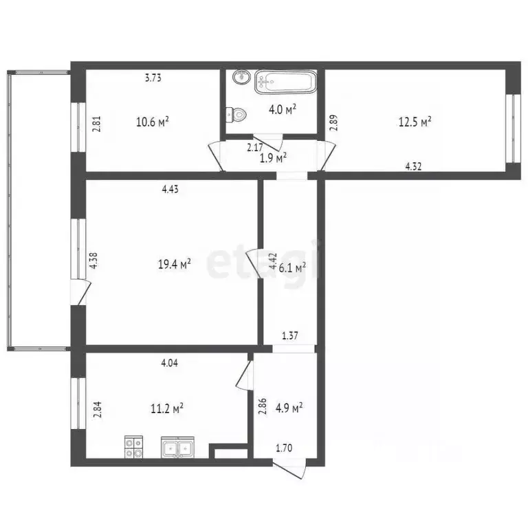 3-к кв. Самарская область, Сызрань ул. Маршала Жукова, 330 (70.6 м) - Фото 1