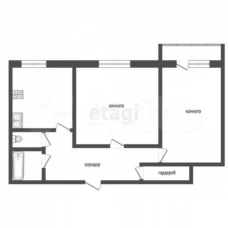 2-к. квартира, 50,6 м, 2/9 эт. - Фото 0