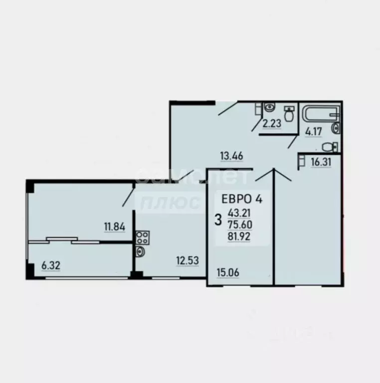 3-к кв. Липецкая область, Липецк Студеновская ул., 23Б (81.99 м) - Фото 2