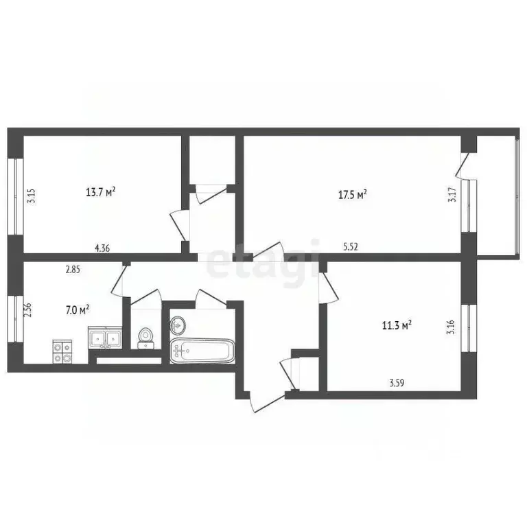 3-к кв. Ямало-Ненецкий АО, Муравленко ул. Губкина, 25 (66.0 м) - Фото 2