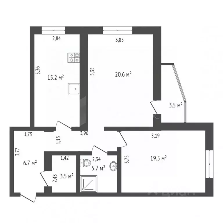 2-к кв. Тюменская область, Тюмень Широтная ул., 167к1 (75.1 м) - Фото 1