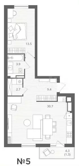 1-к. квартира, 64,5 м, 2/7 эт. - Фото 1