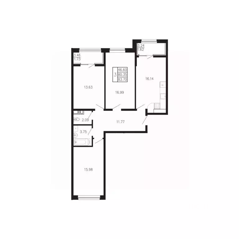 3-к кв. Крым, Феодосия муниципальный округ, Приморский пгт Просторы ... - Фото 1