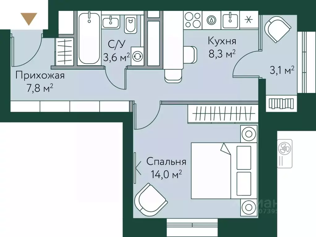 1-к кв. Волгоградская область, Волгоград Новосибирская ул., 74 (36.8 ... - Фото 0