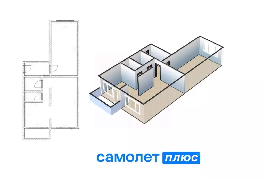 2-к кв. Кемеровская область, Кемерово Базовая ул., 4Б (52.6 м) - Фото 1