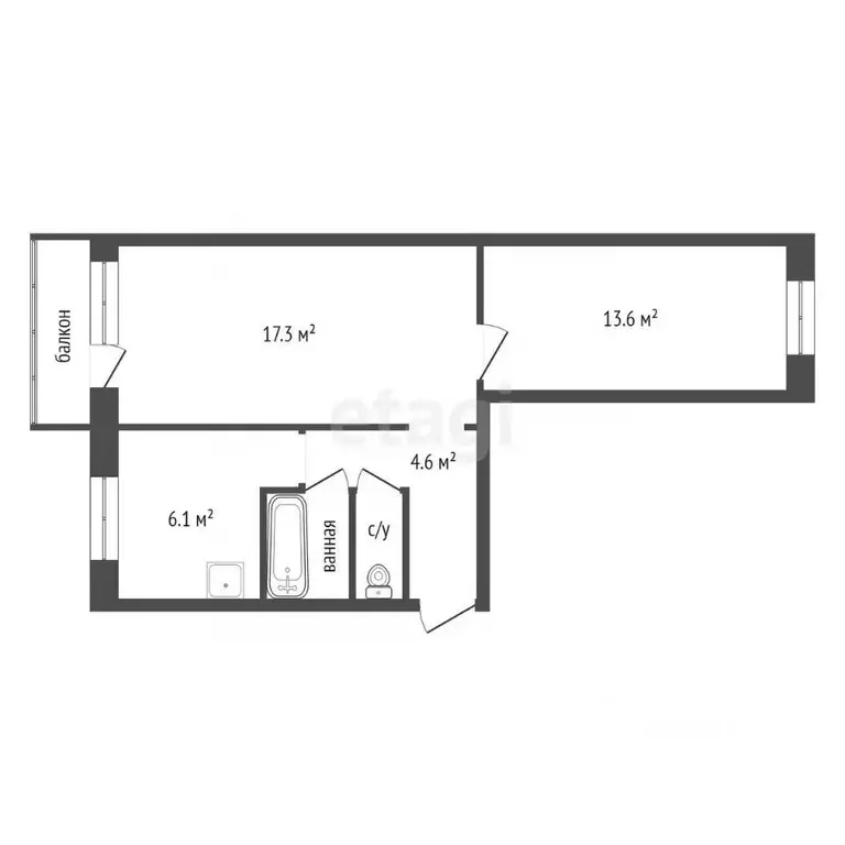 2-к кв. Красноярский край, Красноярск Парашютная ул., 78 (45.8 м) - Фото 1