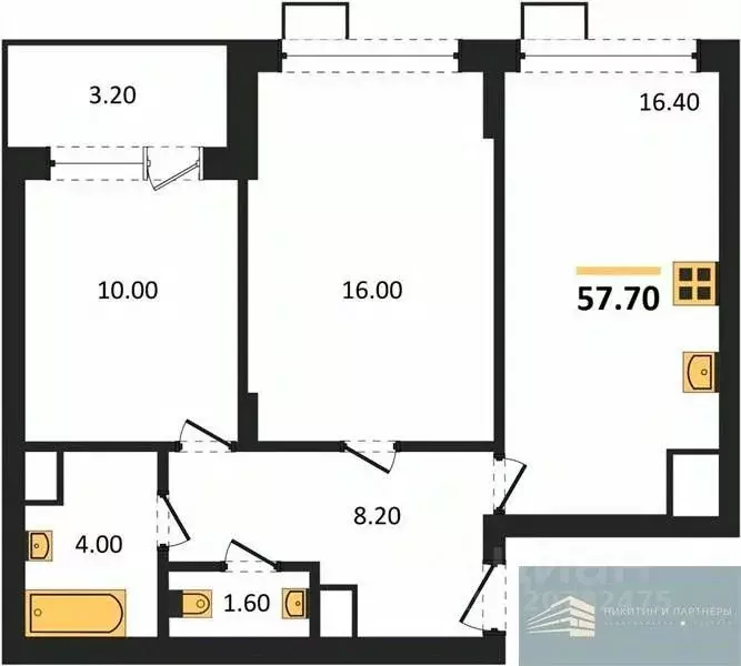 2-к кв. Воронежская область, Воронеж бул. Содружества, 6 (57.8 м) - Фото 1