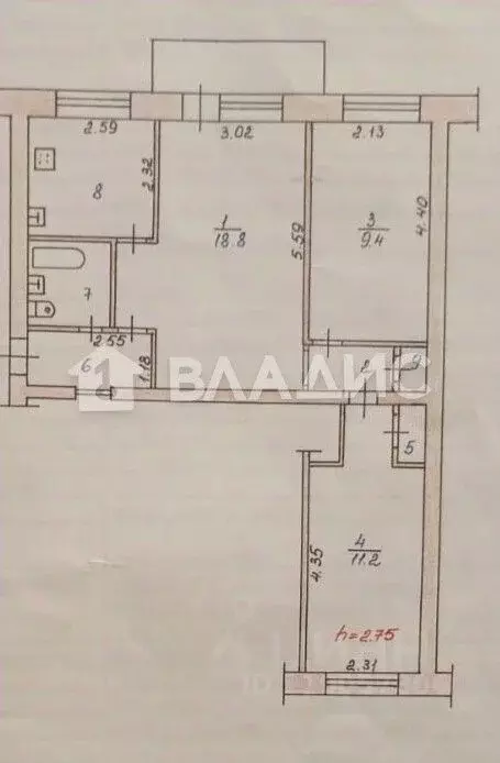 3-к кв. Волгоградская область, Волгоград ул. Дзержинского, 38 (54.5 м) - Фото 2