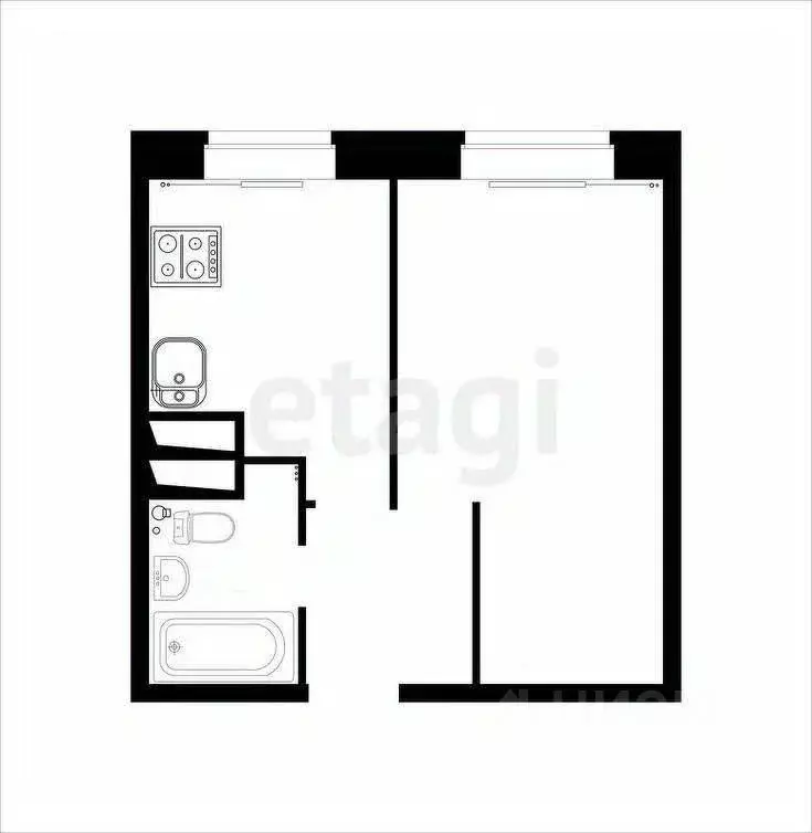 1-к кв. Татарстан, Зеленодольск Спортивная ул., 16 (38.3 м) - Фото 2