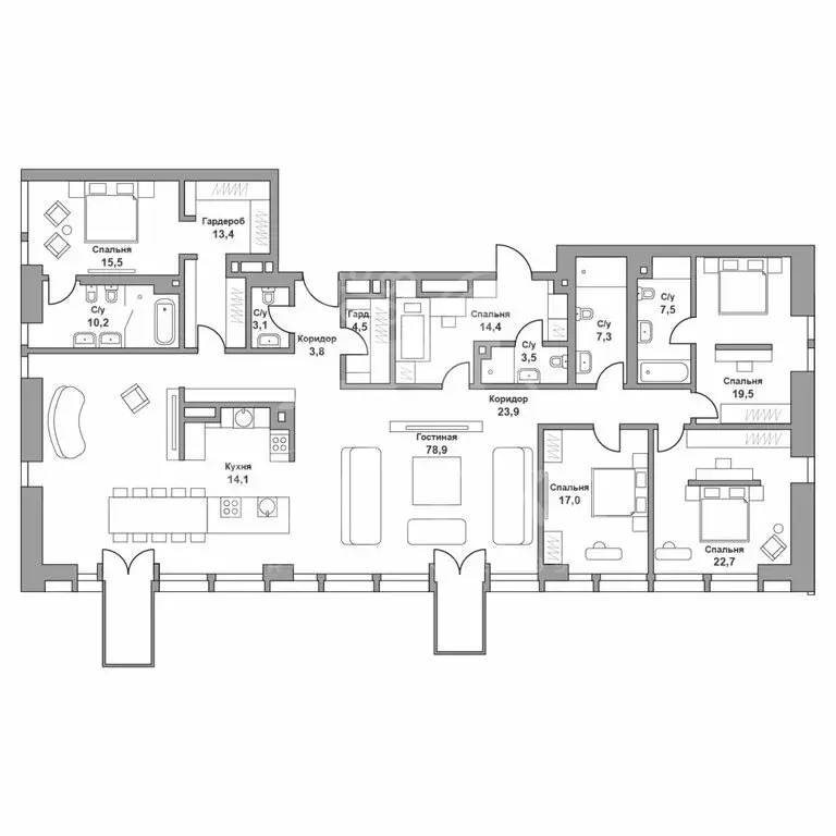 6-комнатная квартира: Москва, улица Братьев Фонченко, 1к2 (265.8 м) - Фото 1