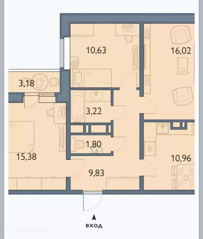 Продаётся 3-к квартира, 69.43 м - Фото 1