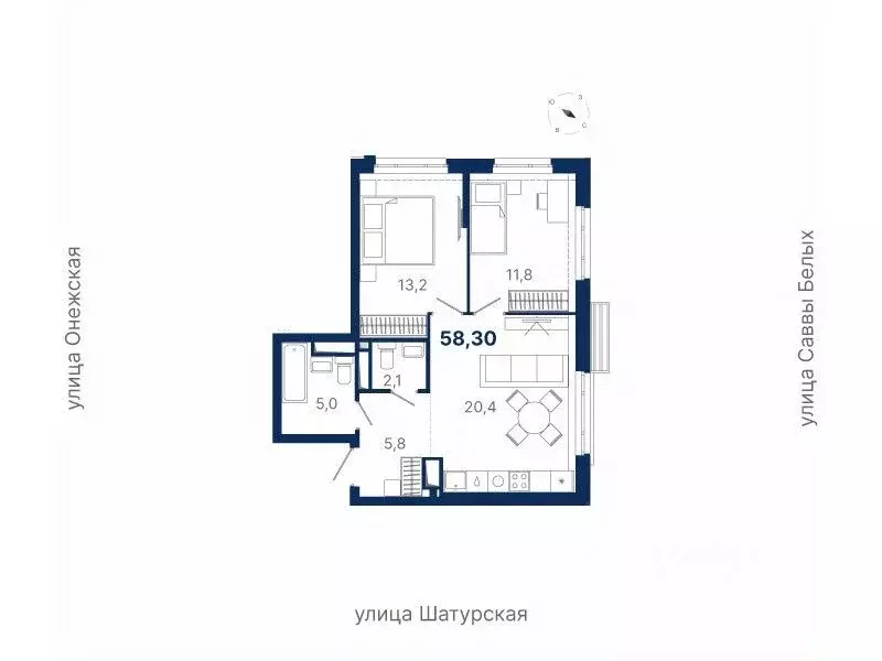 2-к кв. Свердловская область, Екатеринбург ул. Шатурская (58.3 м) - Фото 0