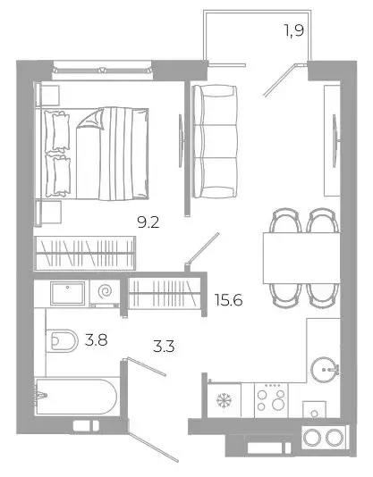 1-комнатная квартира: Астрахань, улица Космонавтов, 18С (33.8 м) - Фото 0