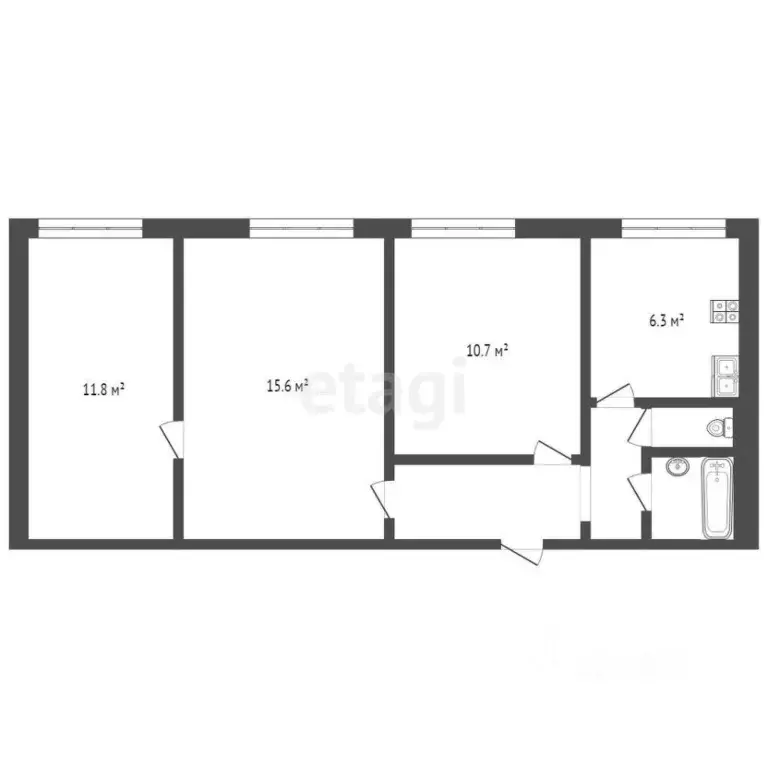 3-к кв. Москва ул. Обручева, 14 (55.0 м) - Фото 1
