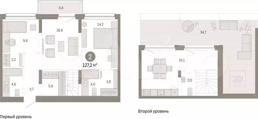 2-к. квартира, 127,2 м, 7/17 эт. - Фото 1