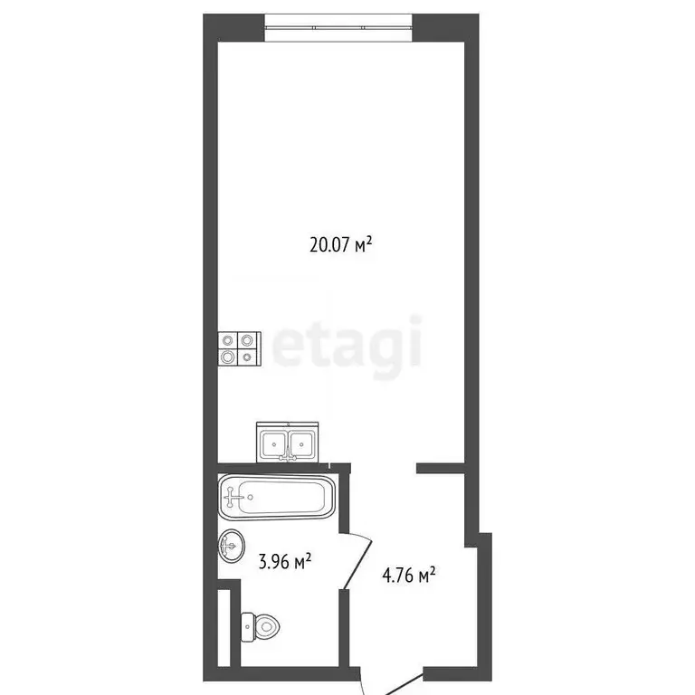 Квартира-студия: Тюмень, улица Судостроителей, 48 (28.79 м) - Фото 1