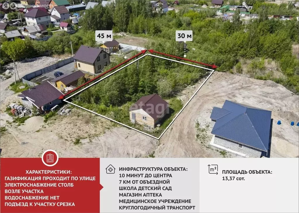 Участок в Тюмень, микрорайон Энтузиастов, Рябиновая улица (13.37 м) - Фото 1
