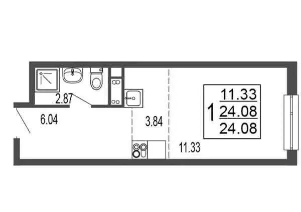 Квартира-студия: Лыткарино, 6-й микрорайон, 15Г (24.08 м) - Фото 0